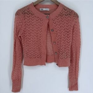 Zara Pink Coral Women's Jeweled Cardigan
